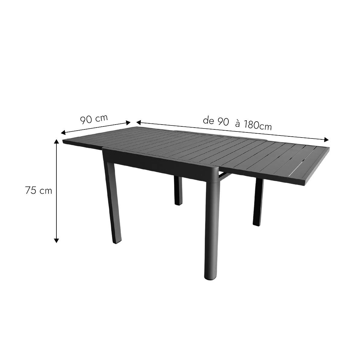 Table de jardin carrée en aluminium gris Kaïa