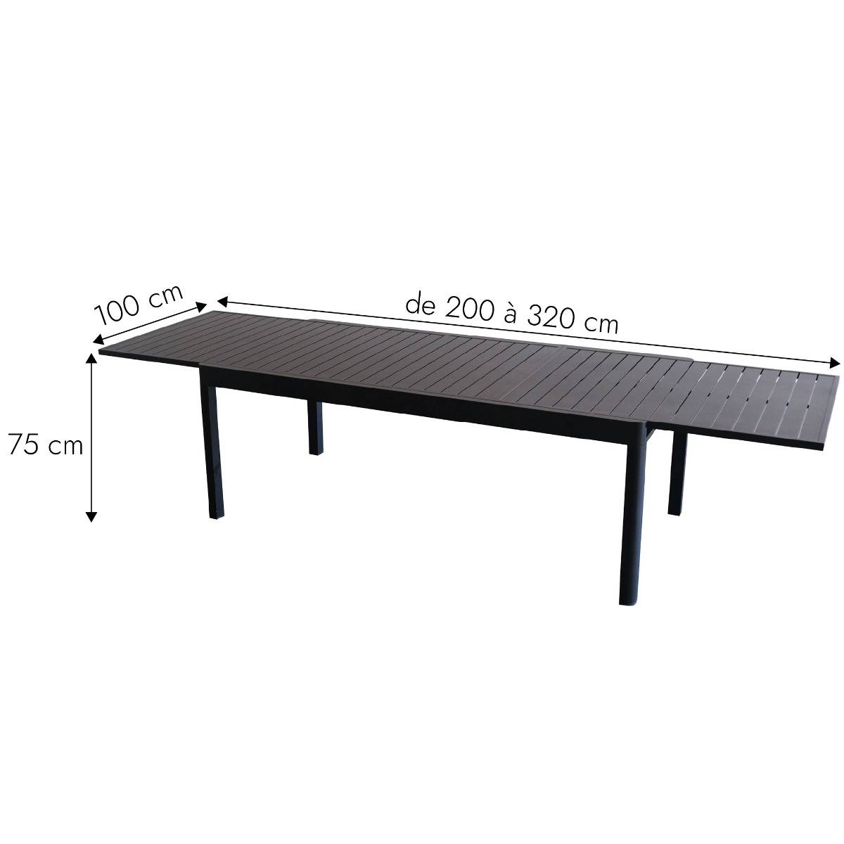 Table de jardin en aluminium rectangulaire gris Kaïa