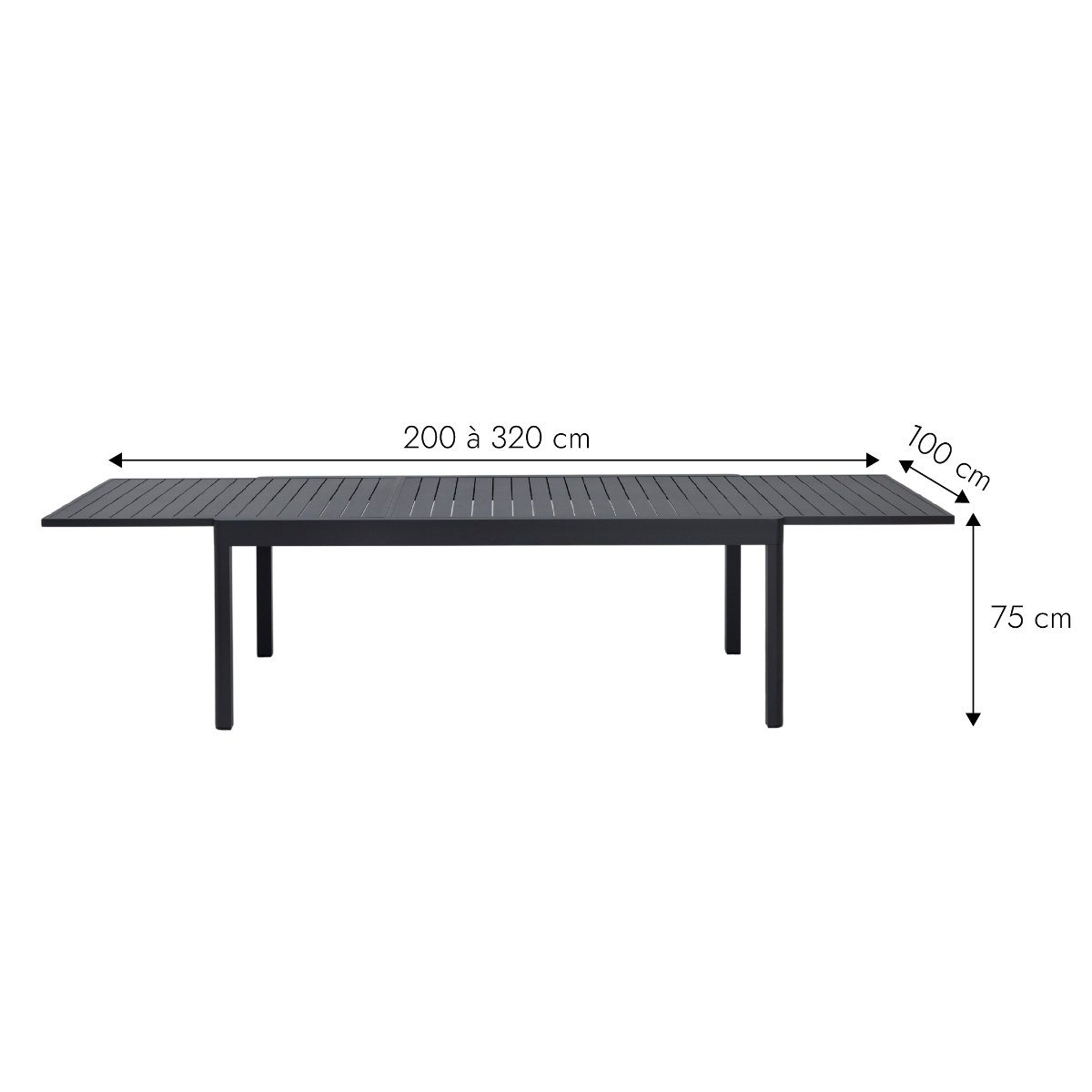 Table de jardin en aluminium rectangulaire gris Kaïa