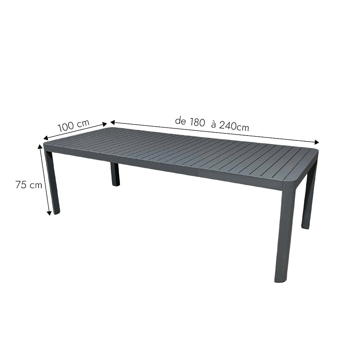 Table de jardin grise en aluminium Kaïa