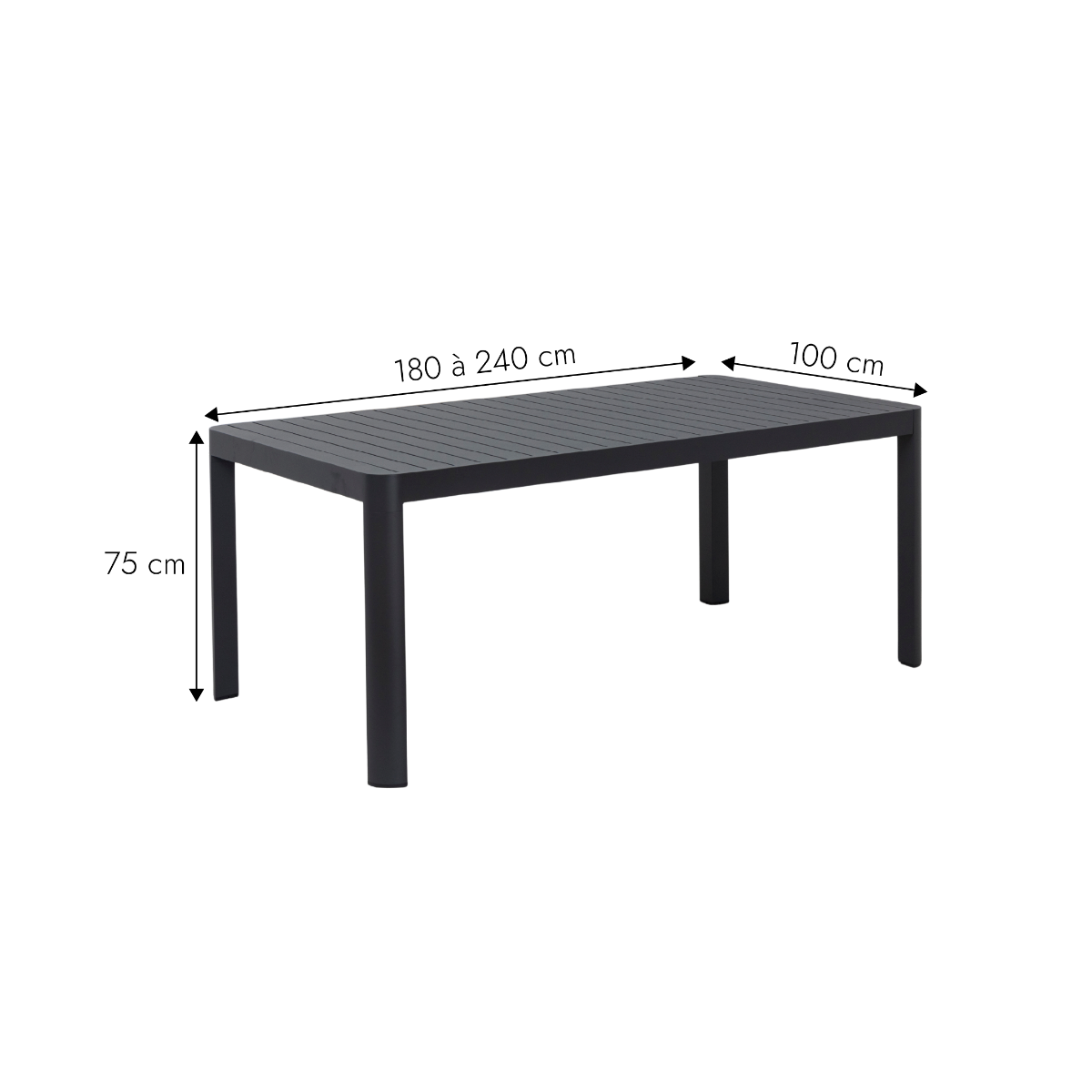 Table de jardin grise en aluminium Kaïa
