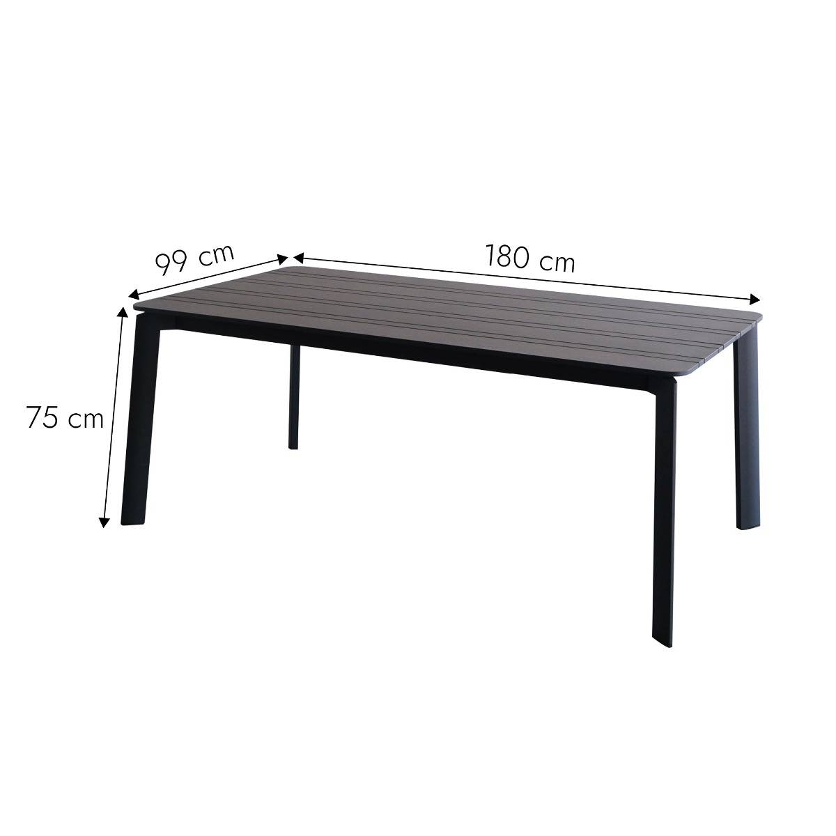 Table de jardin en aluminium gris Kaïa