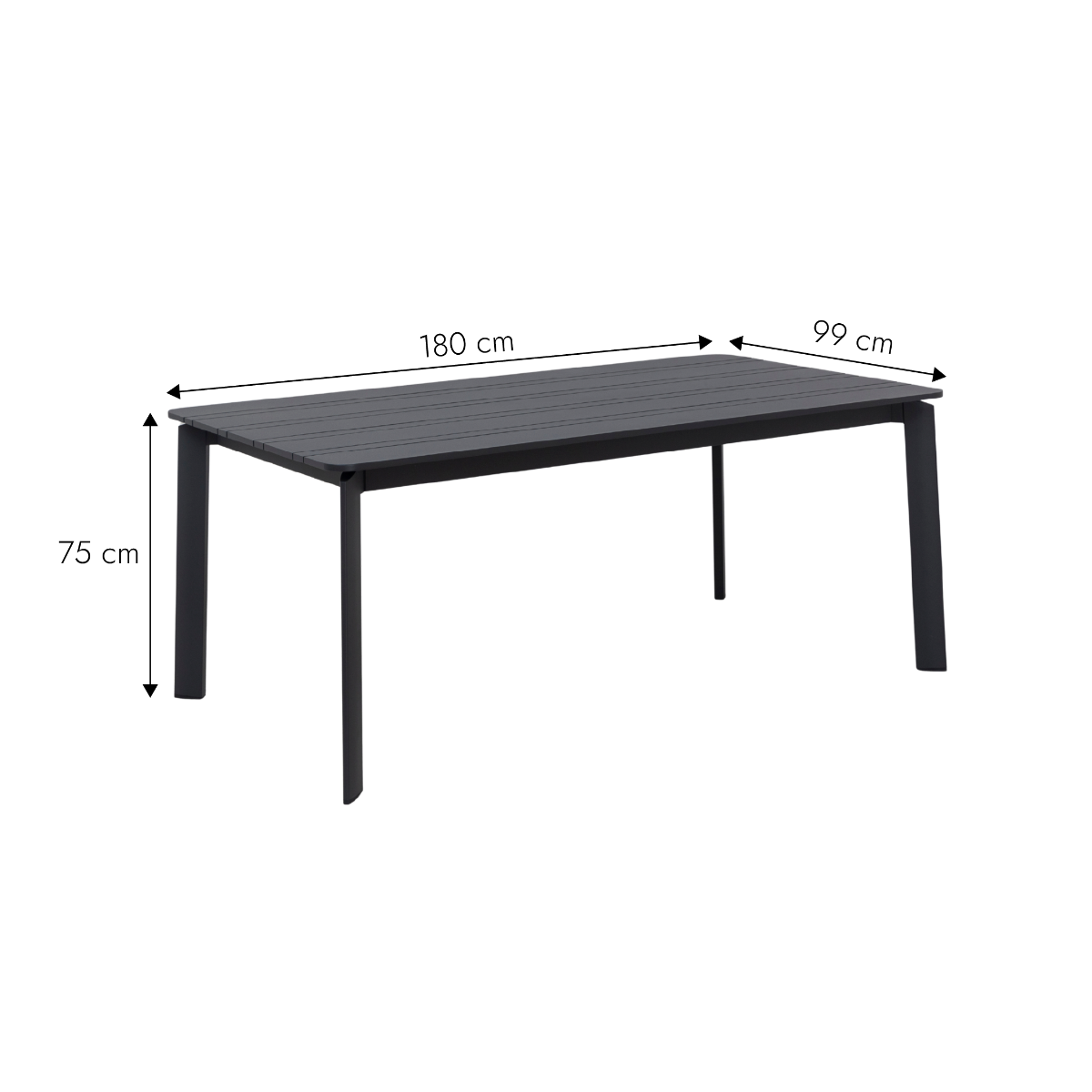 Table de jardin en aluminium gris Kaïa