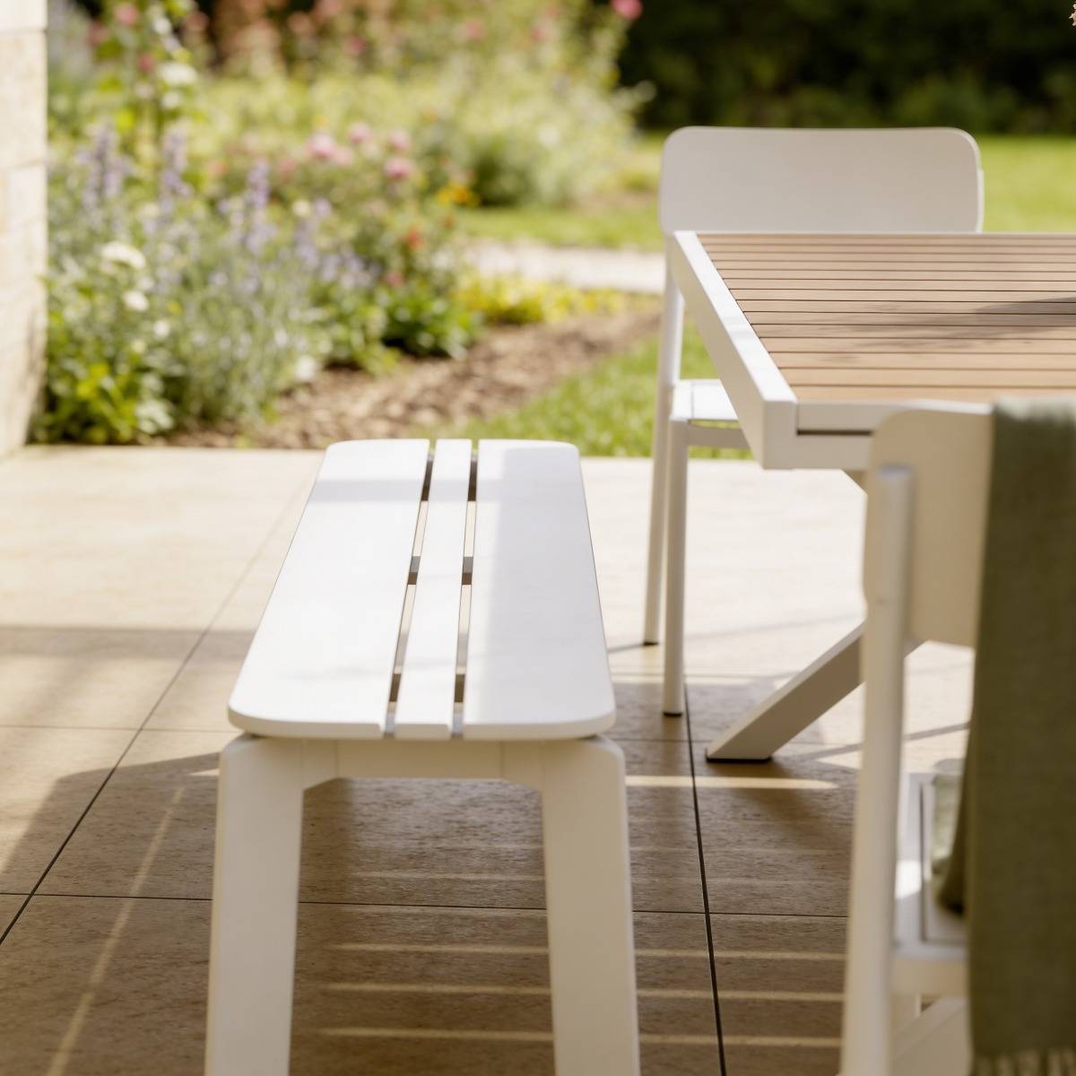 Banc de jardin en aluminium blanc Apollon