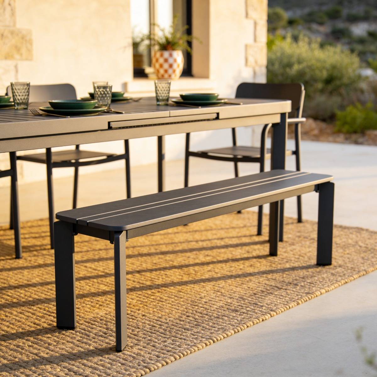 Banc de jardin en aluminium gris Apollon 