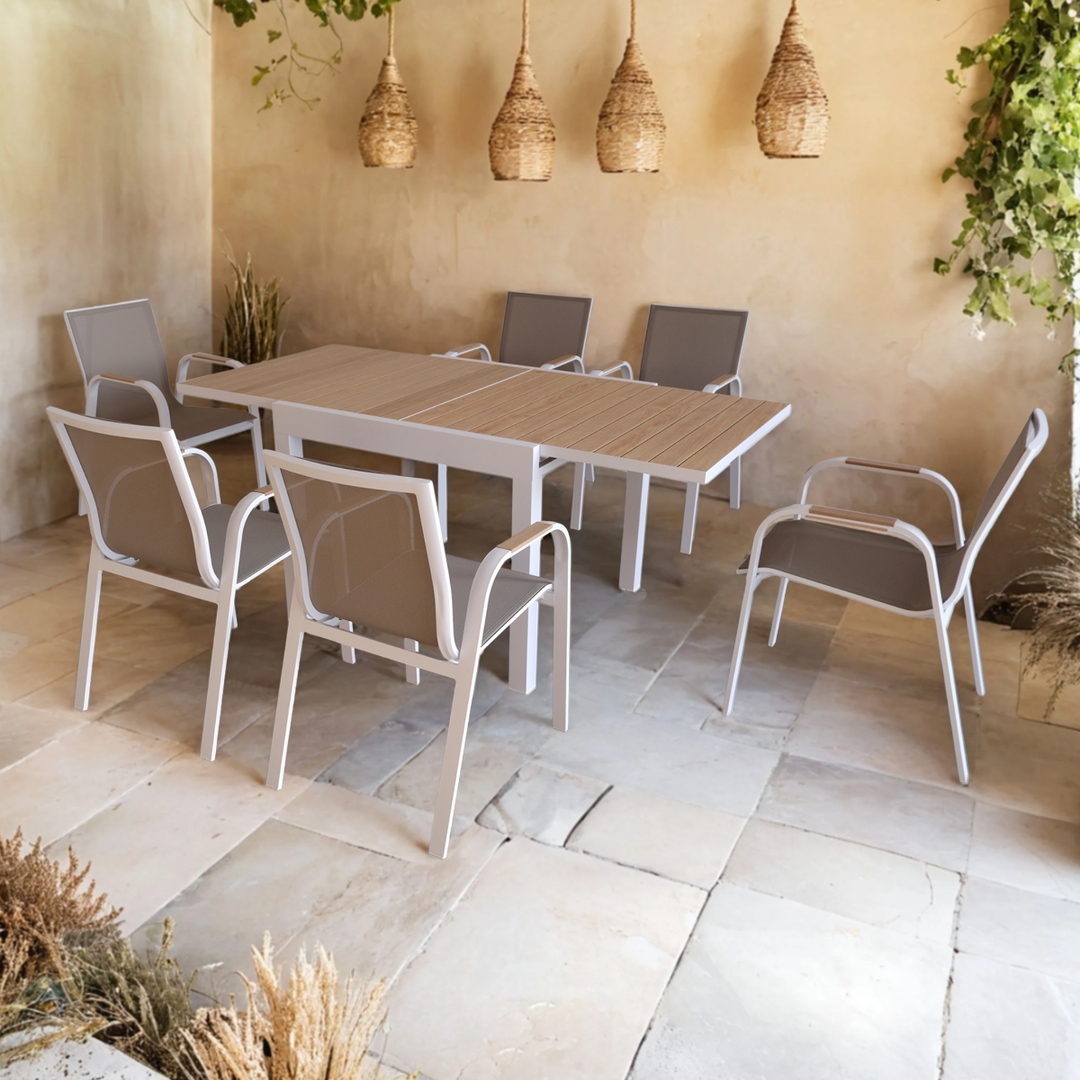 Table de jardin carrée en aluminium blanc Ayden