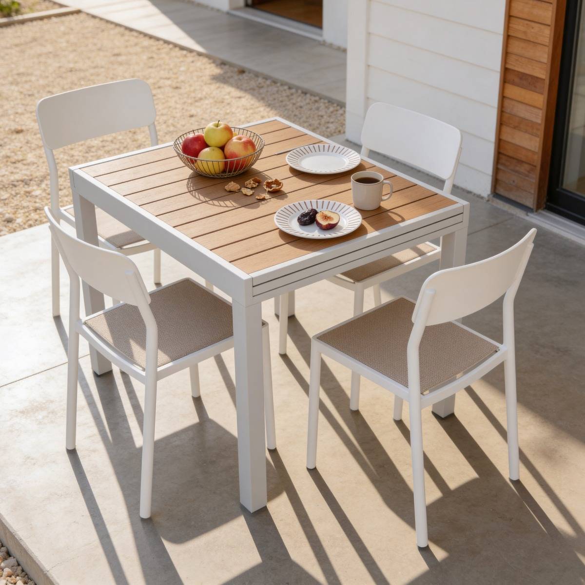 Table de jardin carrée en aluminium blanc Ayden