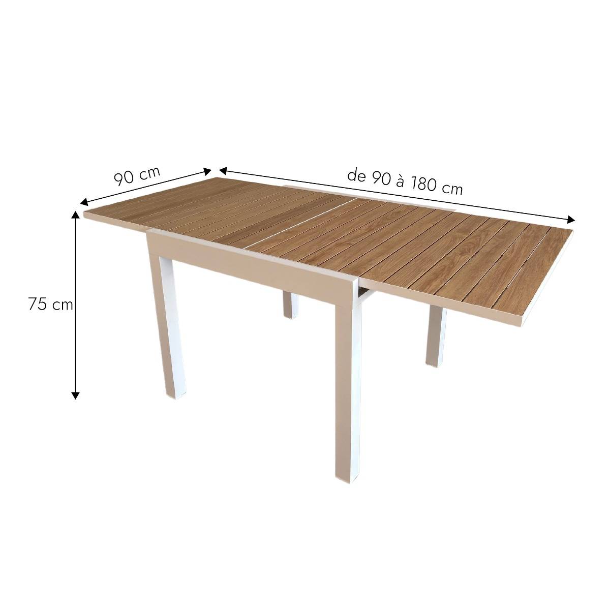 Table de jardin carrée en aluminium blanc Ayden