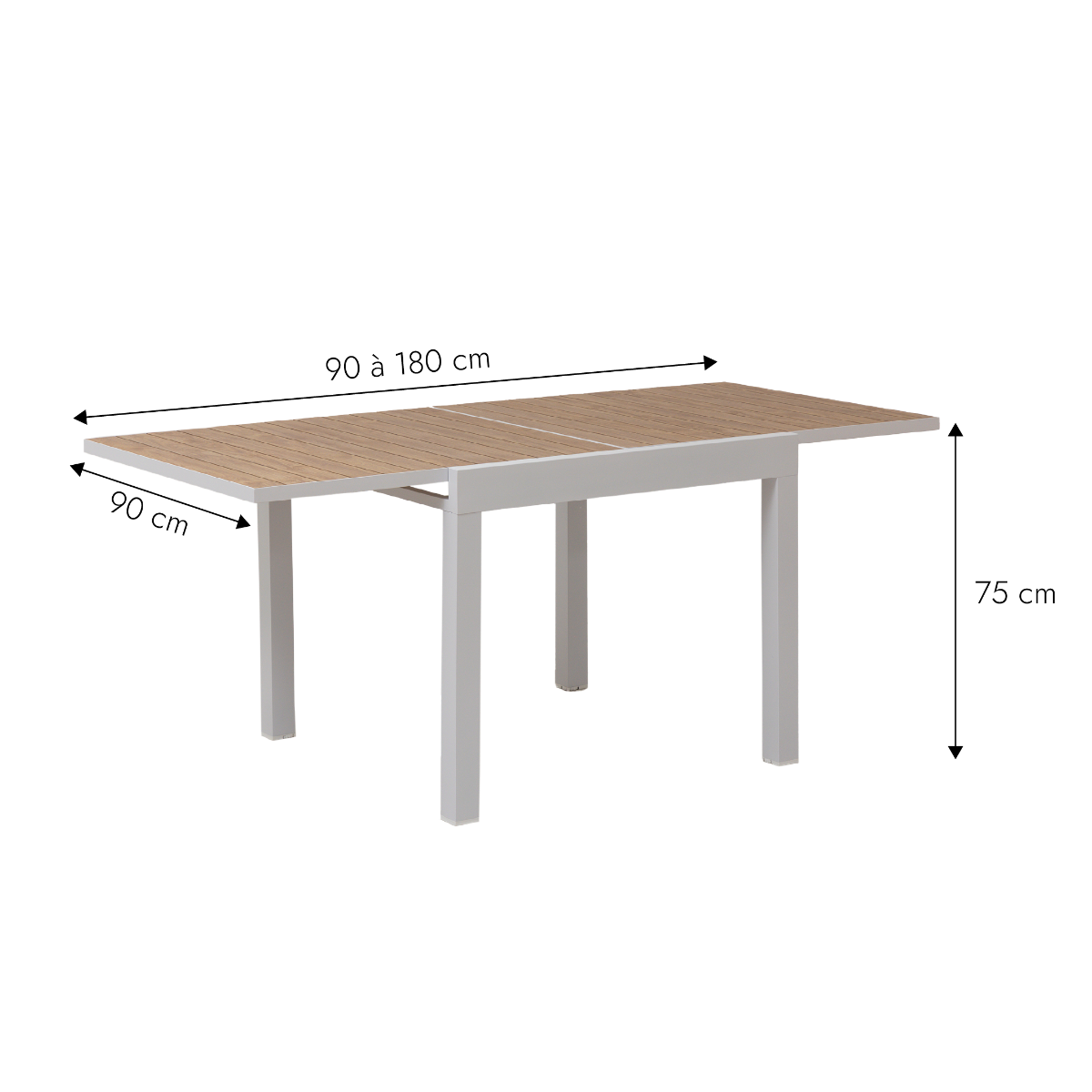 Table à manger carrée en aluminium blanc Ayden