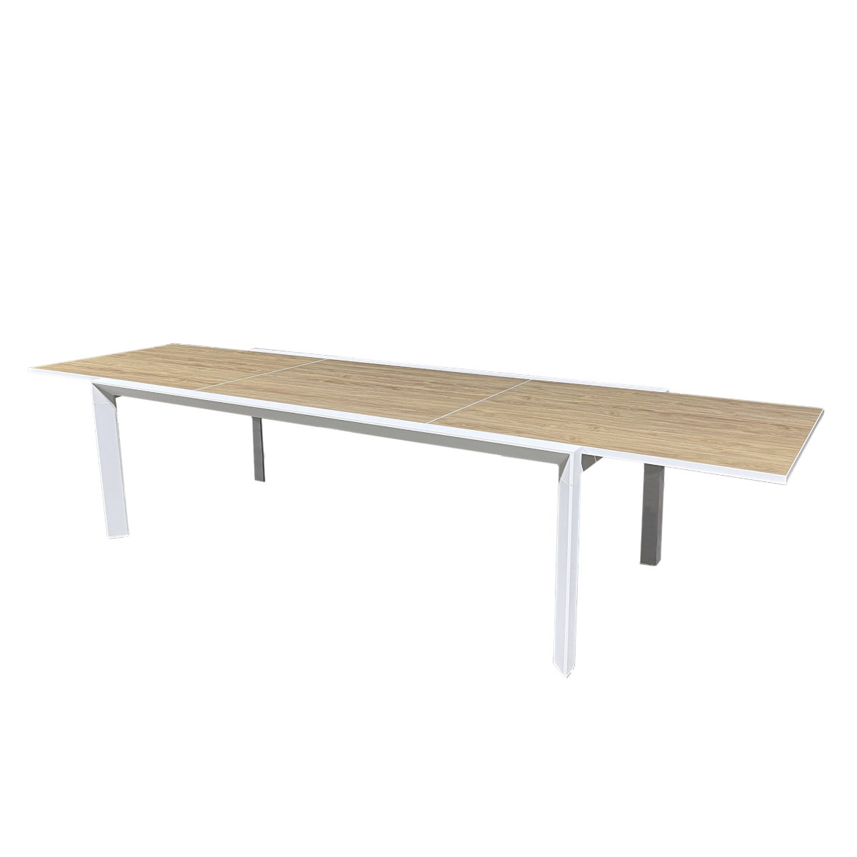 Grande table de jardin en aluminium blanc et effet bois Ayden