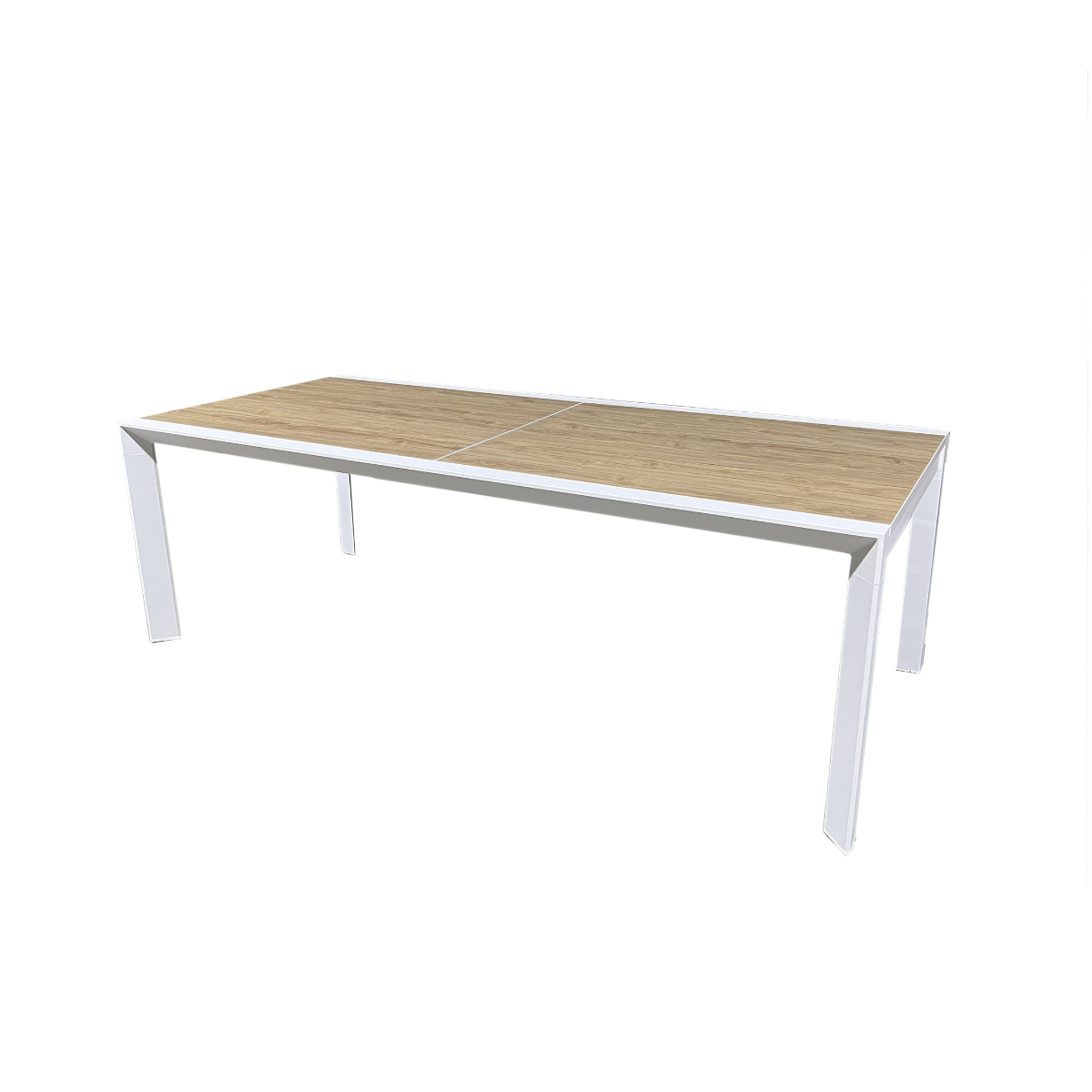 Grande table de jardin en aluminium blanc et effet bois Ayden