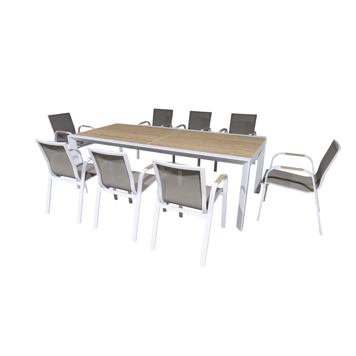 Grande table de jardin en aluminium blanc et effet bois Ayden