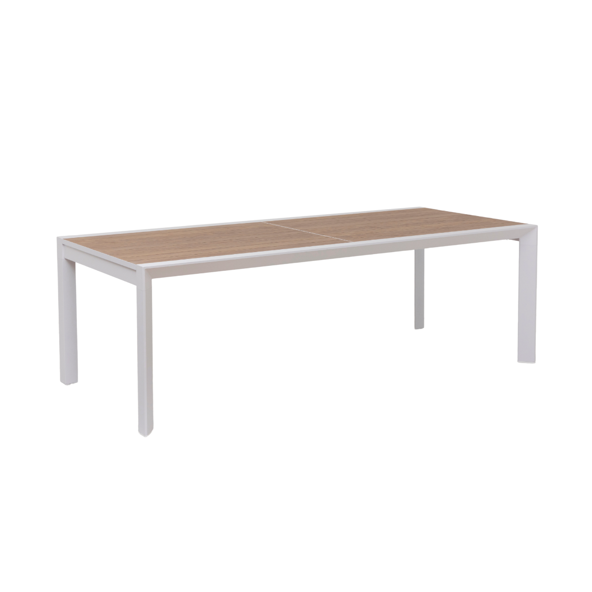 Grande table de jardin en aluminium blanc et effet bois Ayden