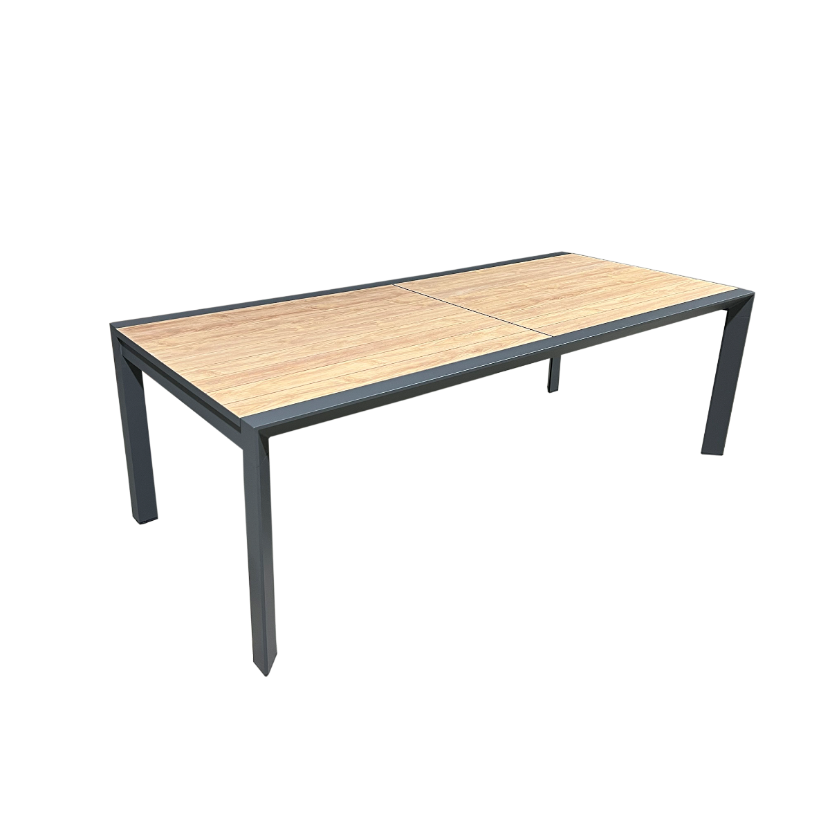 Grande table de jardin en aluminium gris et effet bois Ayden