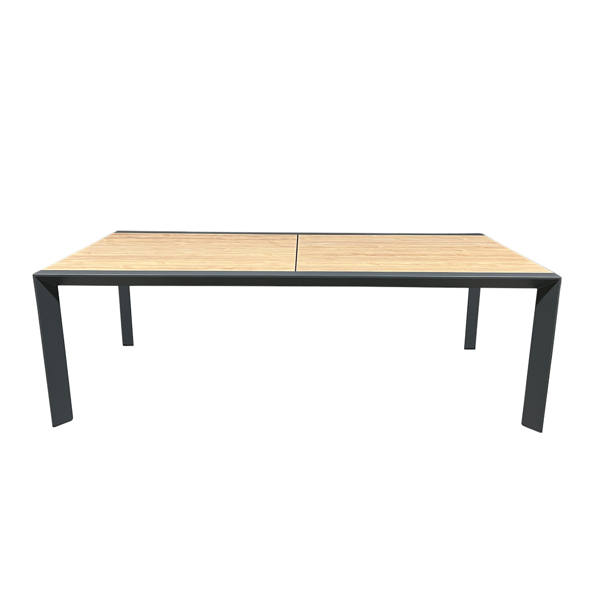 Grande table de jardin en aluminium gris et effet bois Ayden