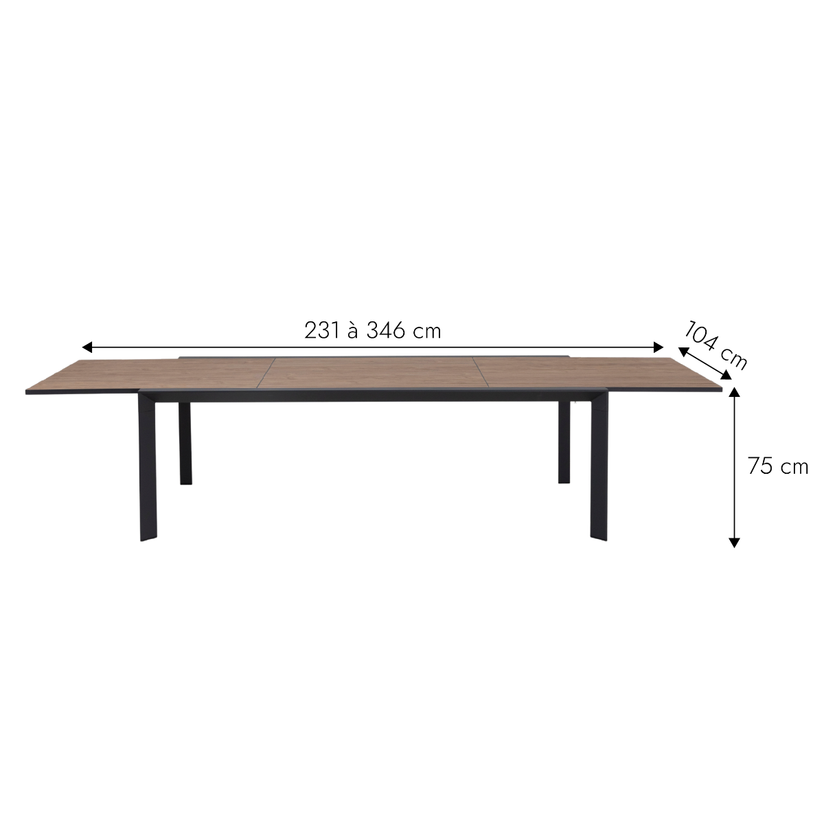 Grande table de jardin en aluminium gris et effet bois Ayden