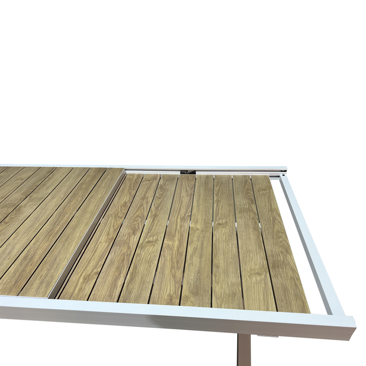 Table de jardin blanche et effet bois en aluminium Ayden