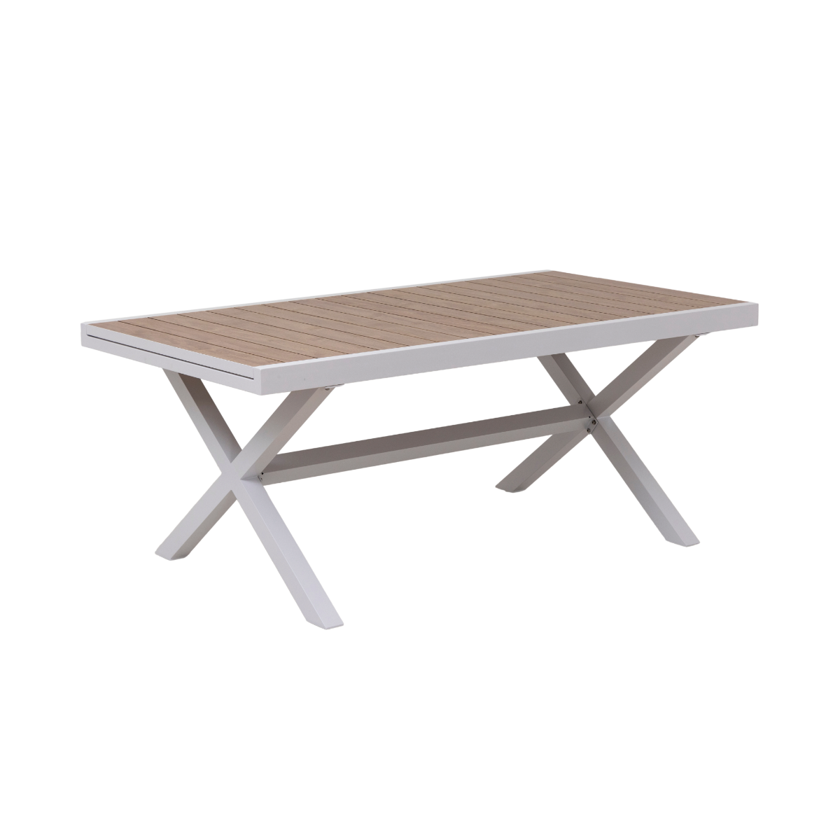 Table de jardin blanche et effet bois en aluminium Ayden