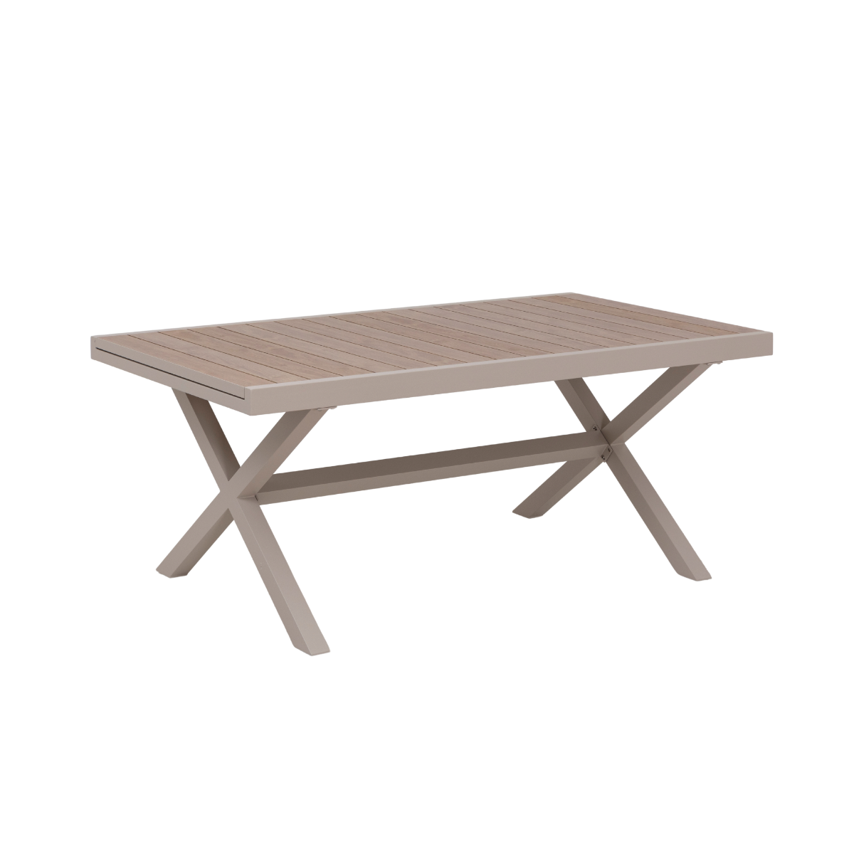 Table de jardin taupe et effet bois en aluminium Ayden