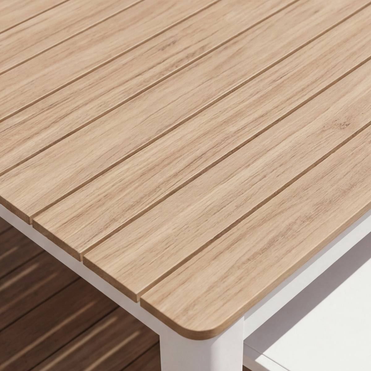 Table de jardin en aluminium blanc et effet bois Ayden
