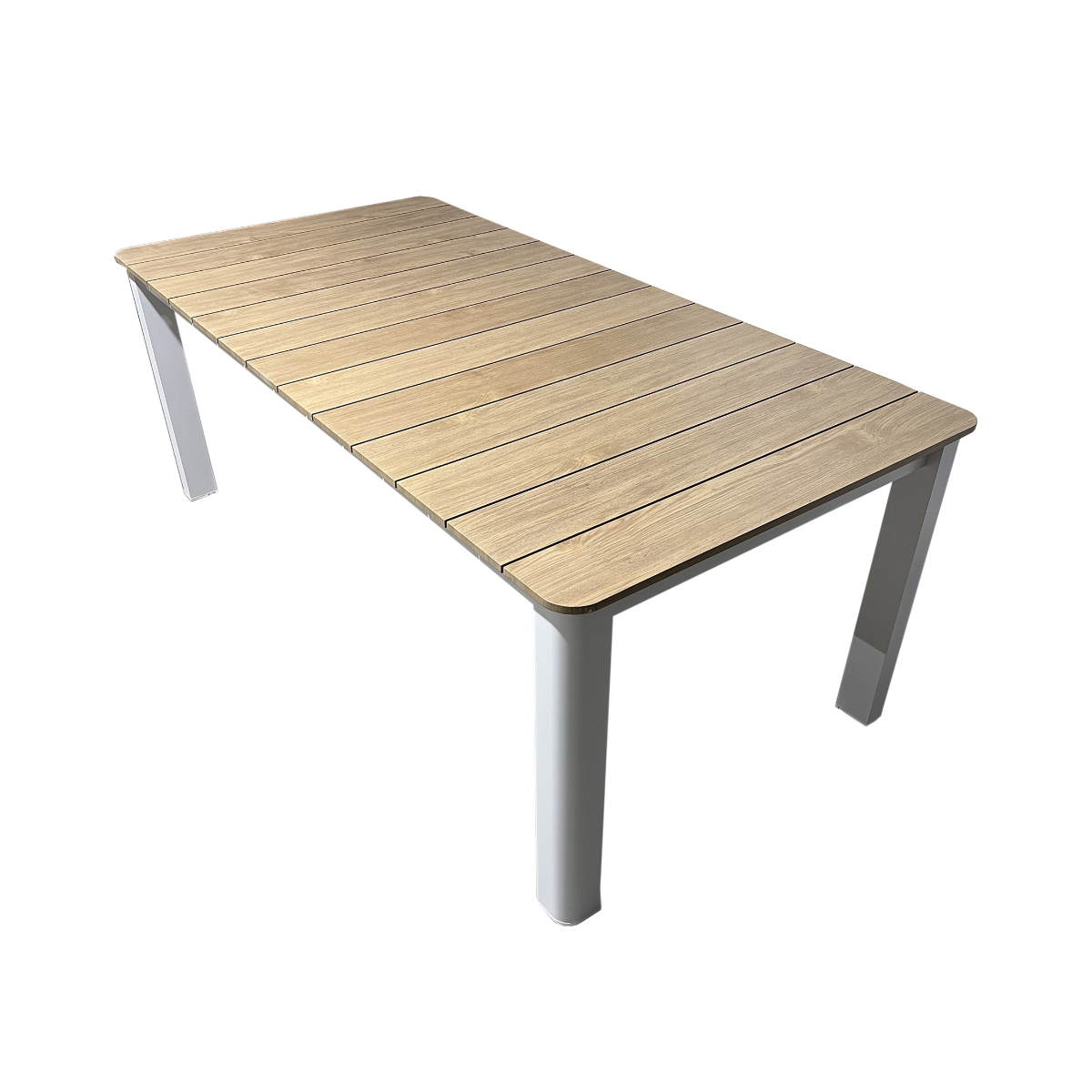 Table de jardin en aluminium blanc et effet bois Ayden