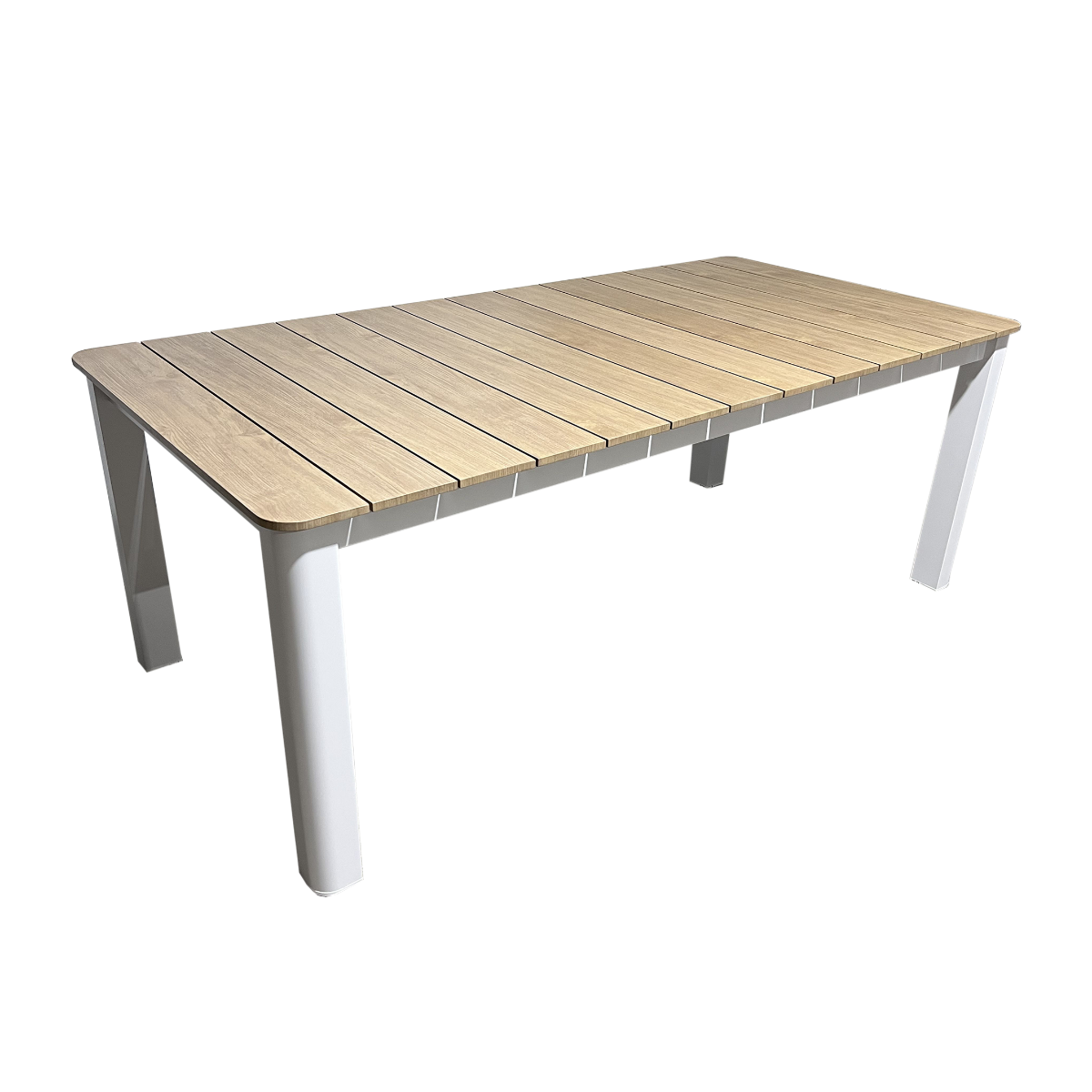 Table de jardin en aluminium blanc et effet bois Ayden