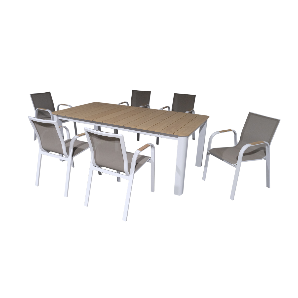 Table de jardin en aluminium blanc et effet bois Ayden