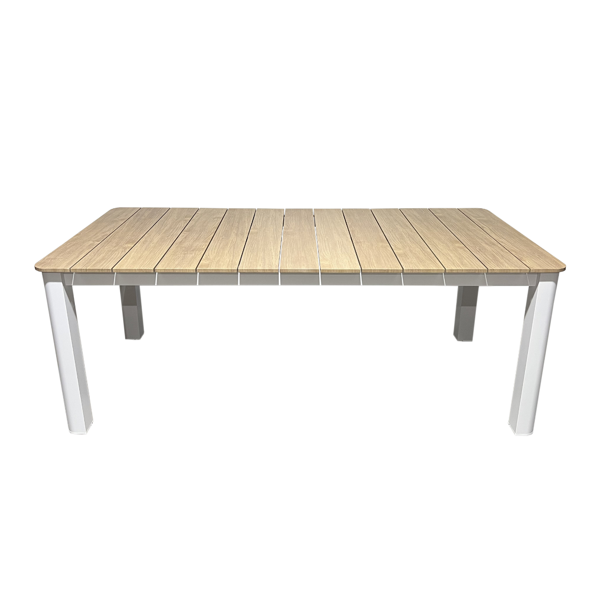 Table de jardin en aluminium blanc et effet bois Ayden