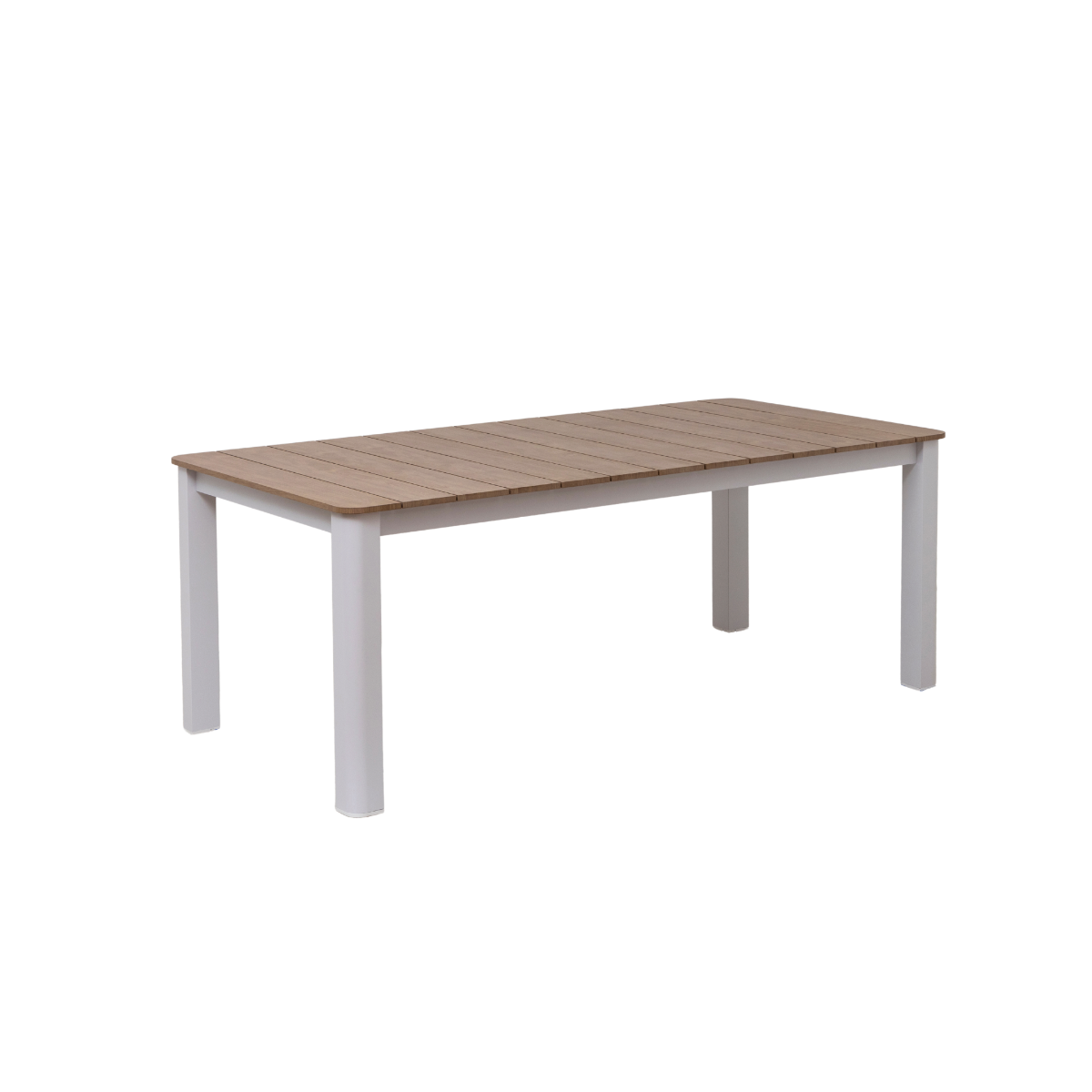 Table de jardin en aluminium blanc et effet bois Ayden