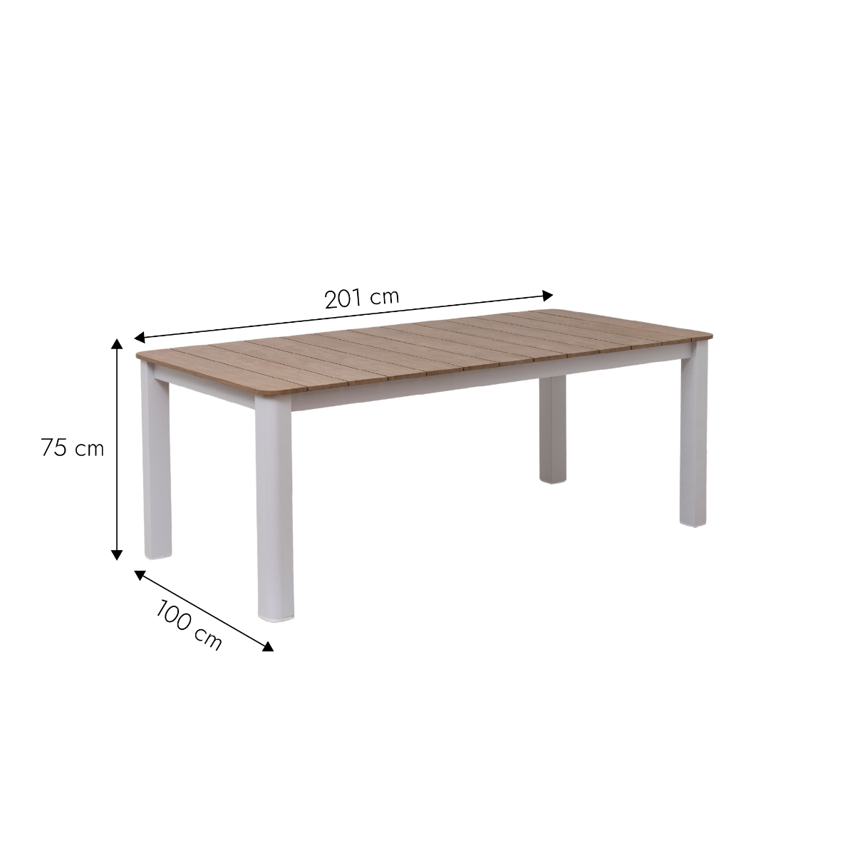 Table de jardin en aluminium blanc et effet bois Ayden