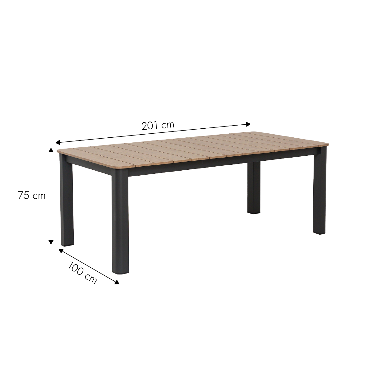 Table de jardin en aluminium gris et effet bois Ayden
