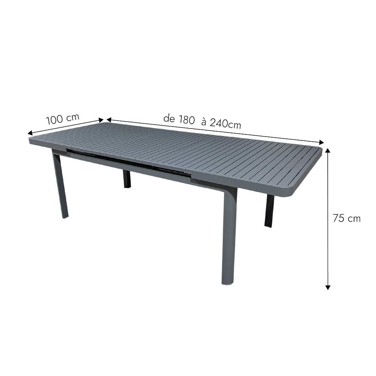 Table de jardin en aluminium gris foncé Kaïa