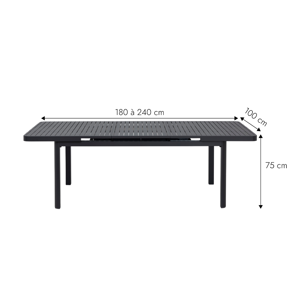 Table de jardin en aluminium gris foncé Kaïa