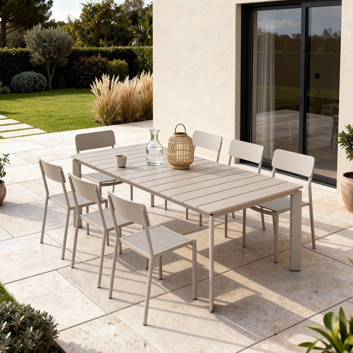 Table de jardin en aluminium taupe Kaïa