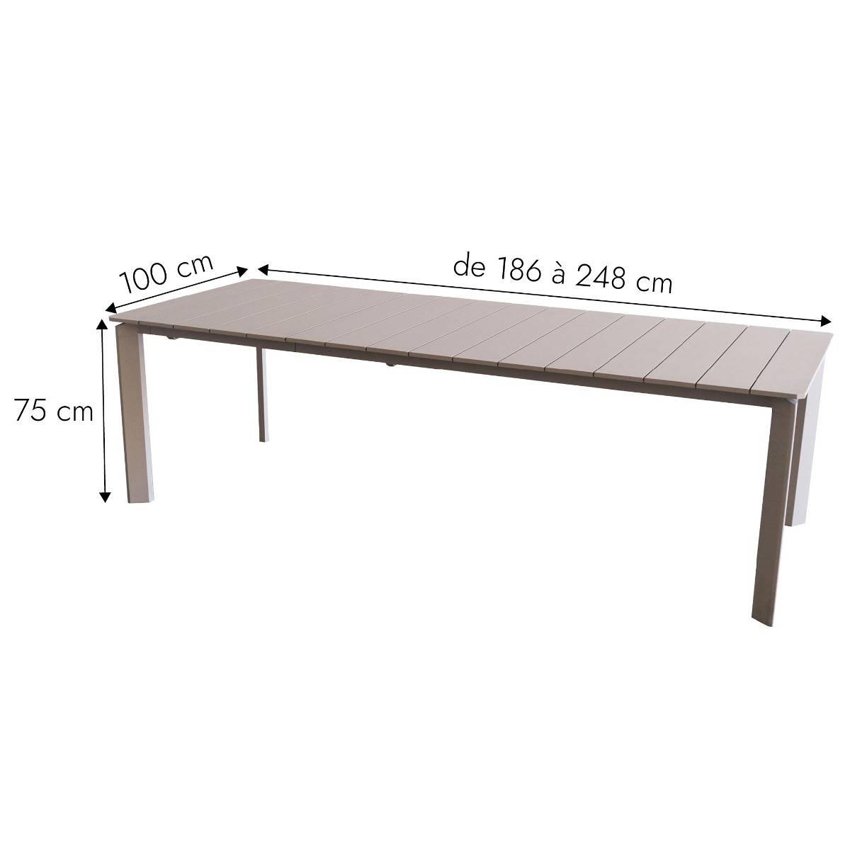 Table de jardin en aluminium taupe Kaïa