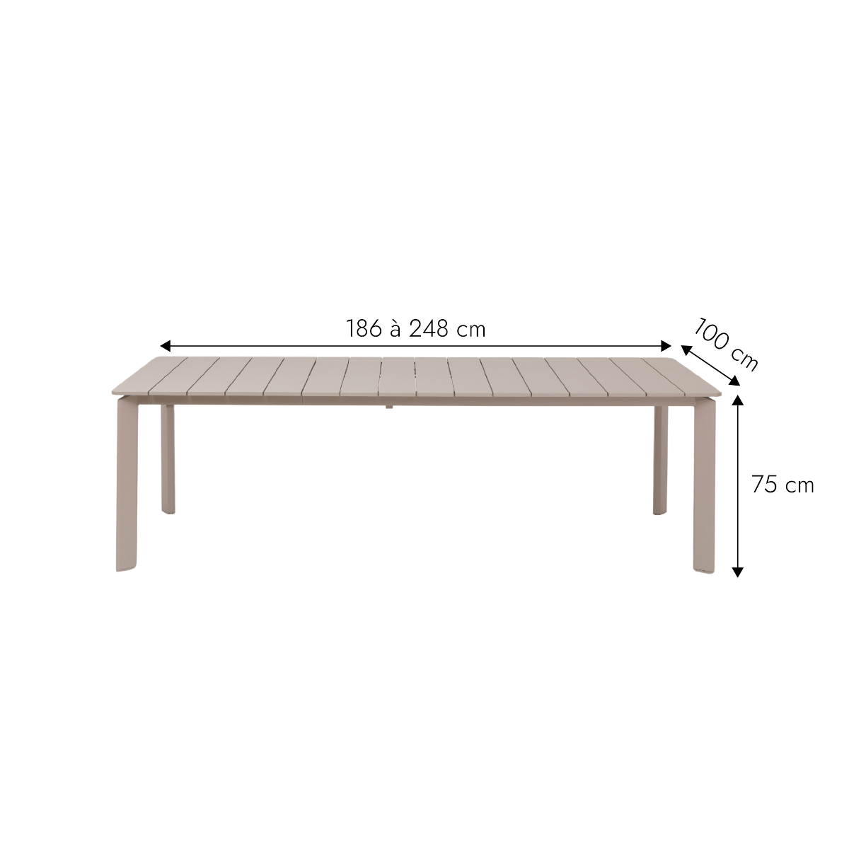 Table de jardin en aluminium taupe Kaïa