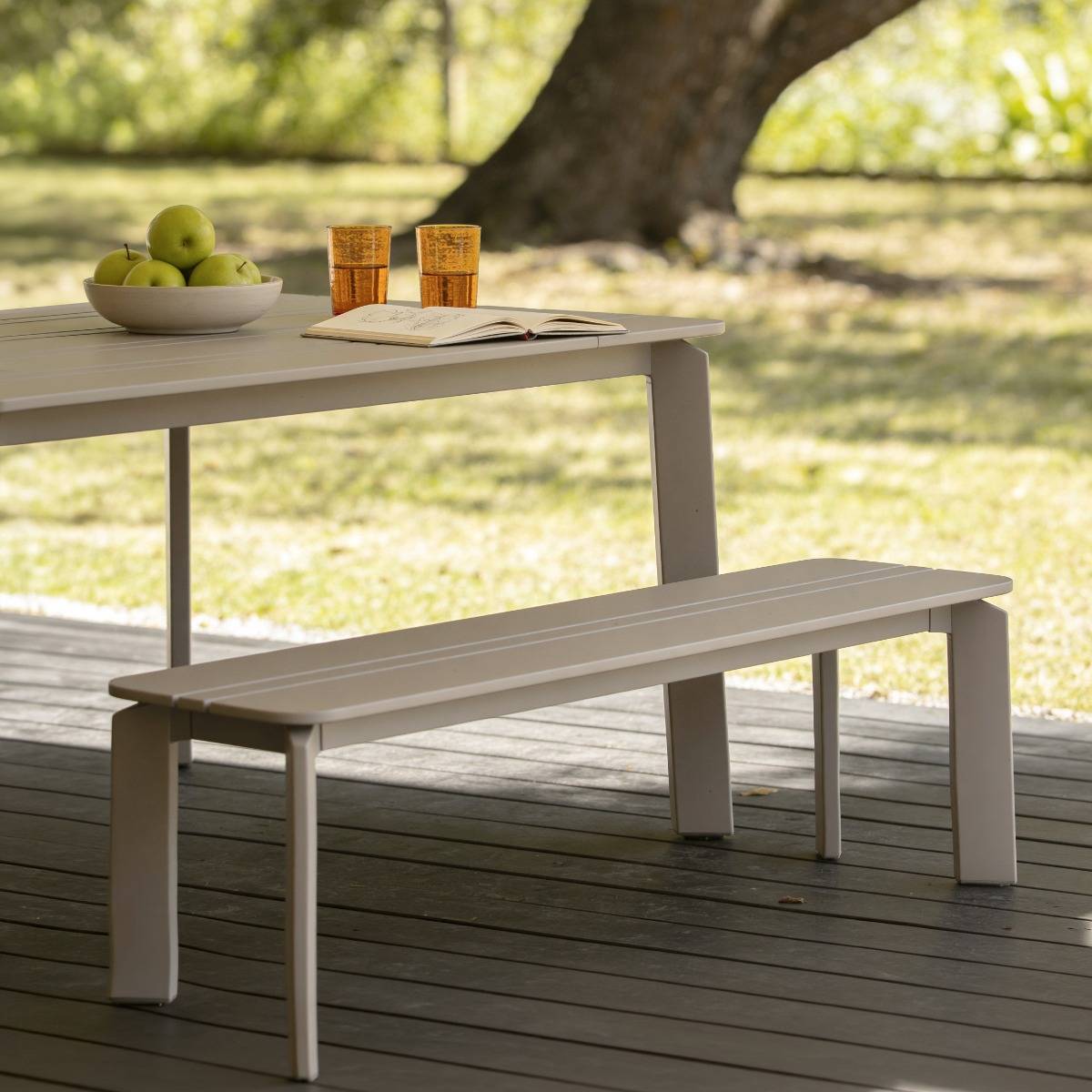 Banc de jardin en aluminium taupe Apollon