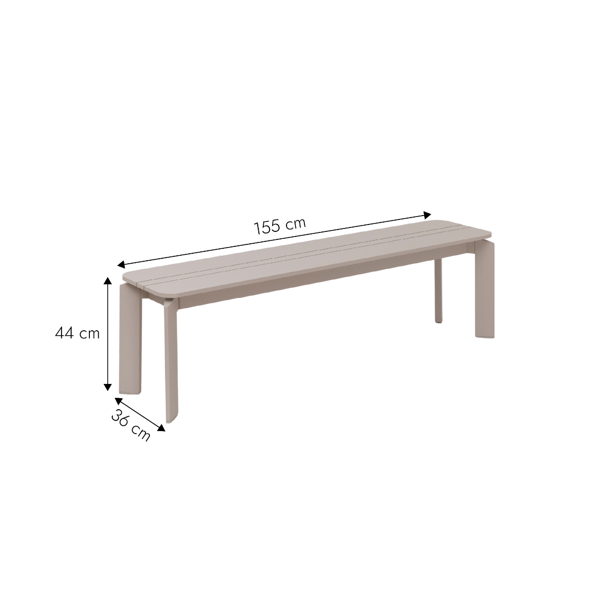 Banc en aluminium taupe Apollon