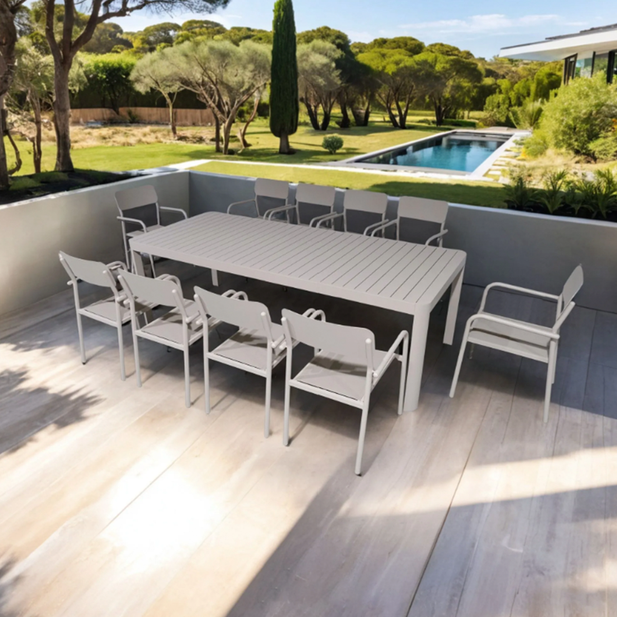 Table de jardin rectangulaire en aluminium taupe Kaïa