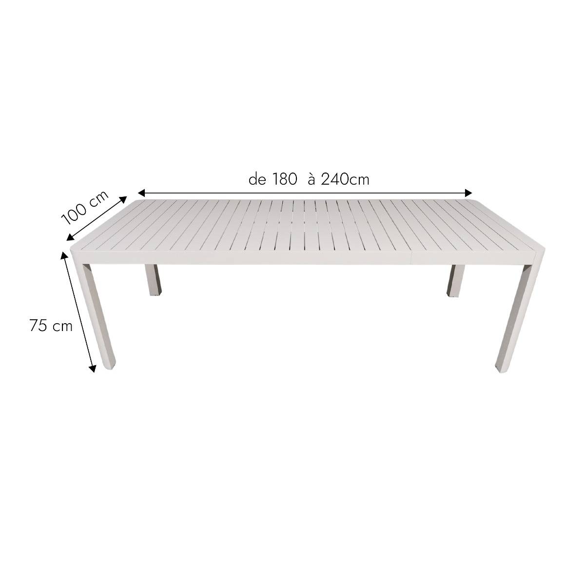 Table de jardin rectangulaire en aluminium taupe Kaïa