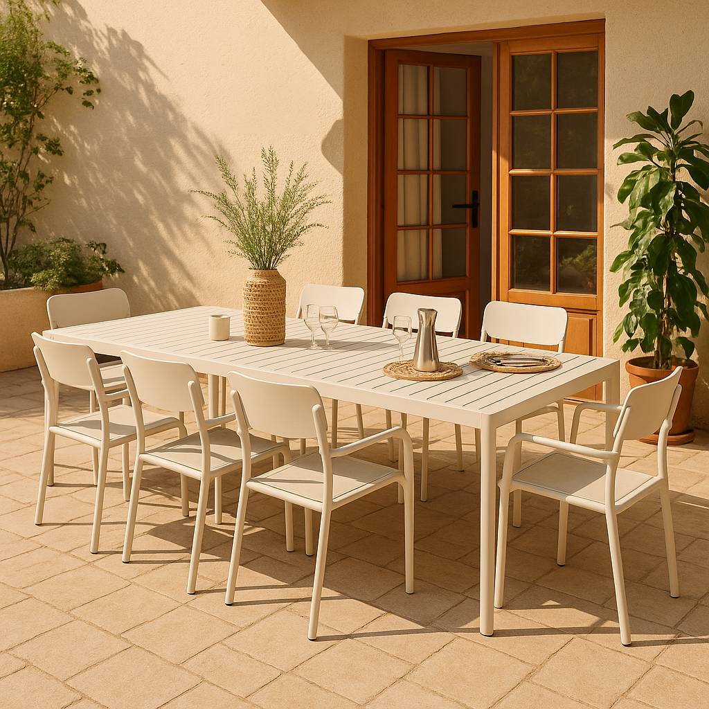 Table de jardin rectangulaire en aluminium taupe Kaïa