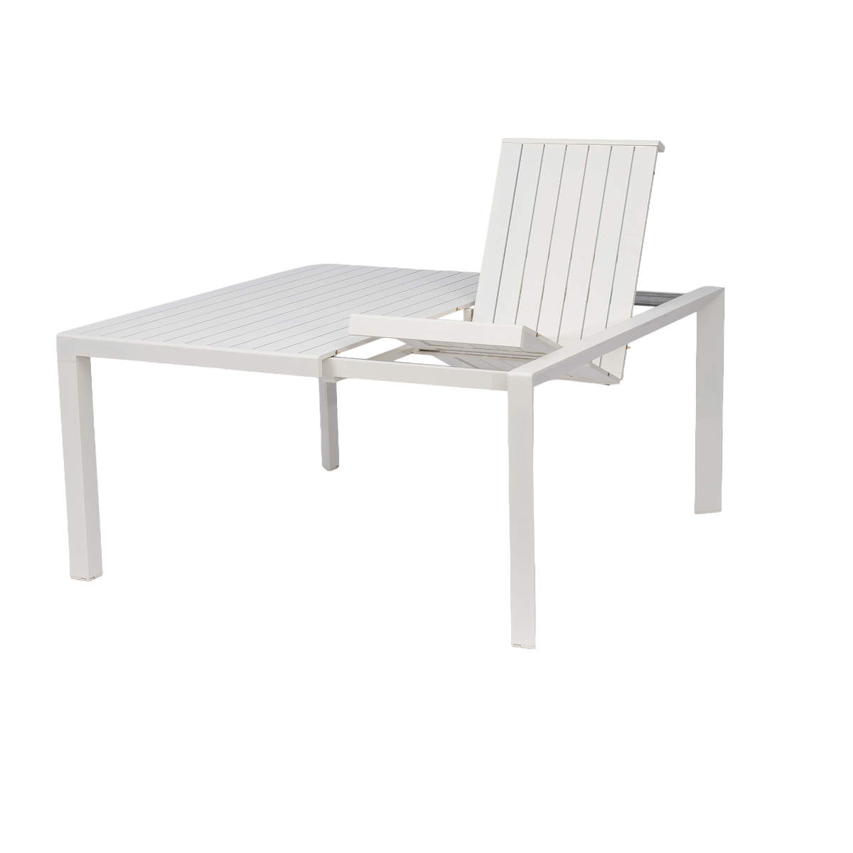 Table de jardin avec allonges en aluminium blanc cassé Kaïa