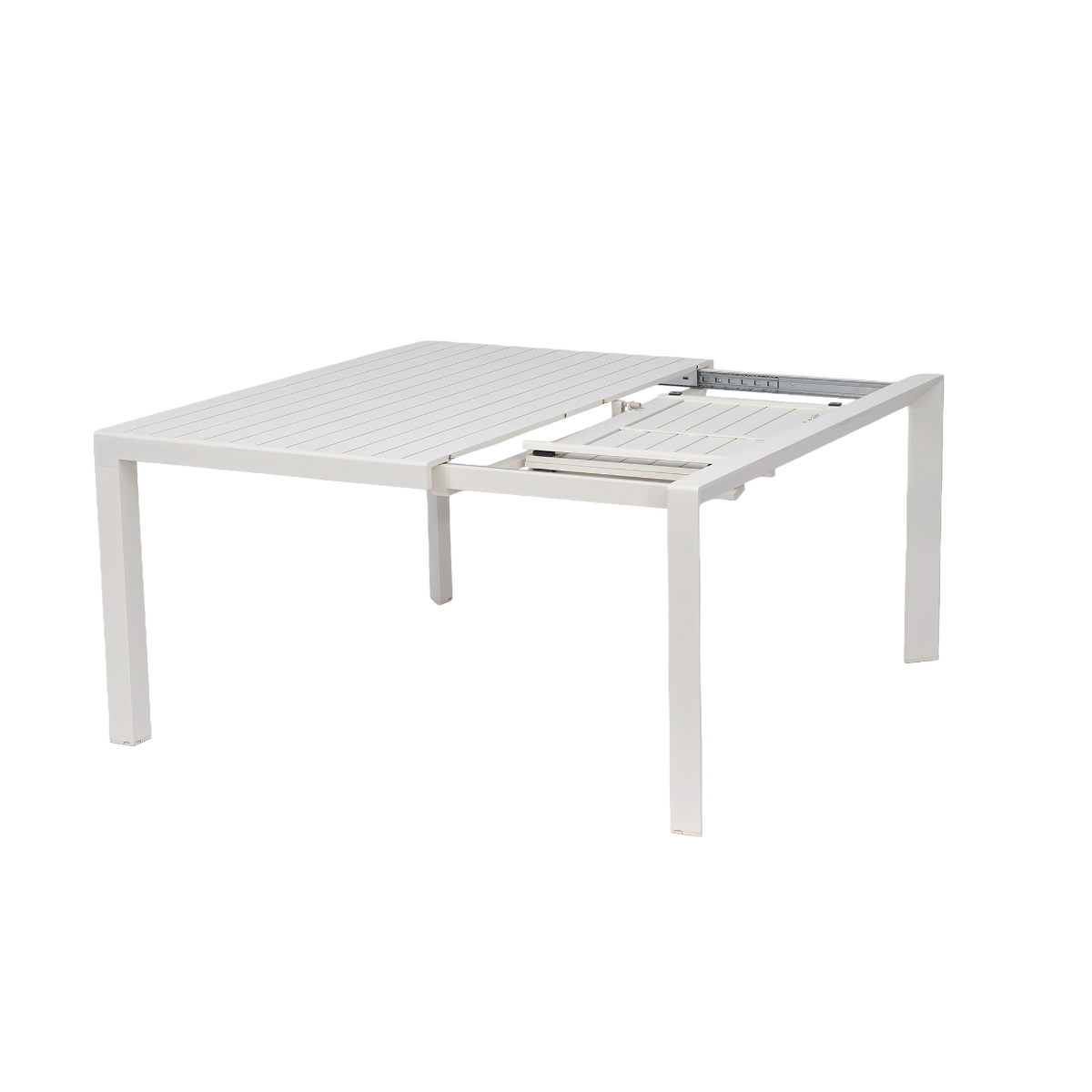 Table de jardin avec allonges en aluminium blanc cassé Kaïa