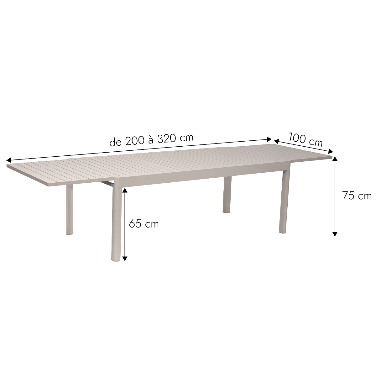 Table de jardin en aluminium rectangulaire taupe Kaïa