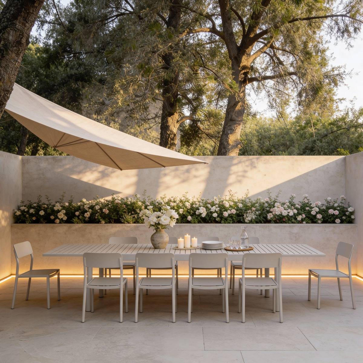 Table de jardin en aluminium rectangulaire taupe Kaïa