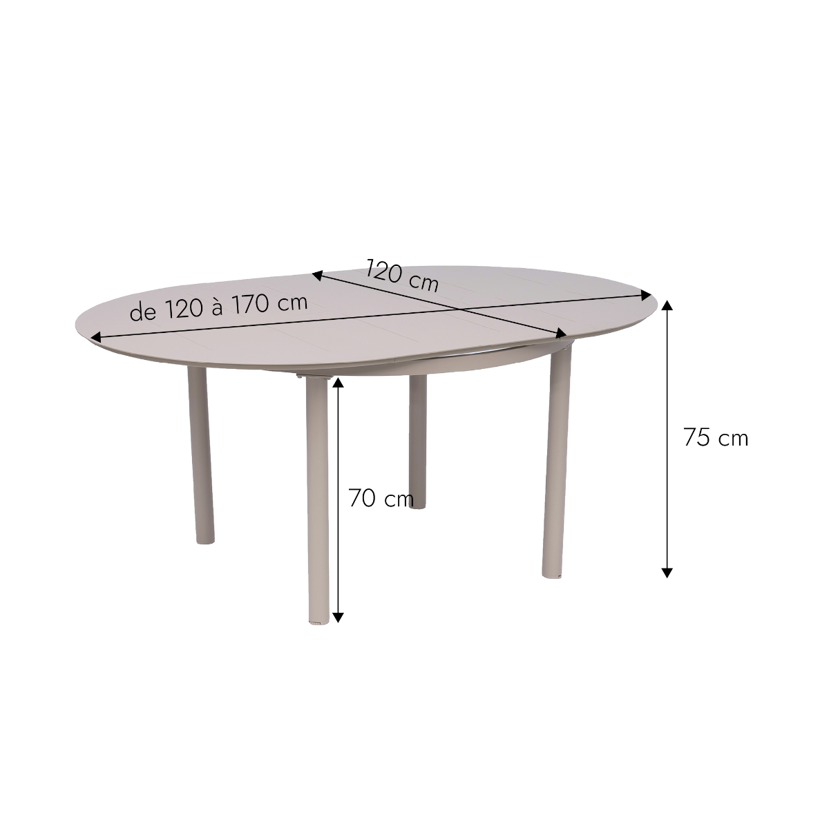 Table ronde en aluminium taupe Kaïa
