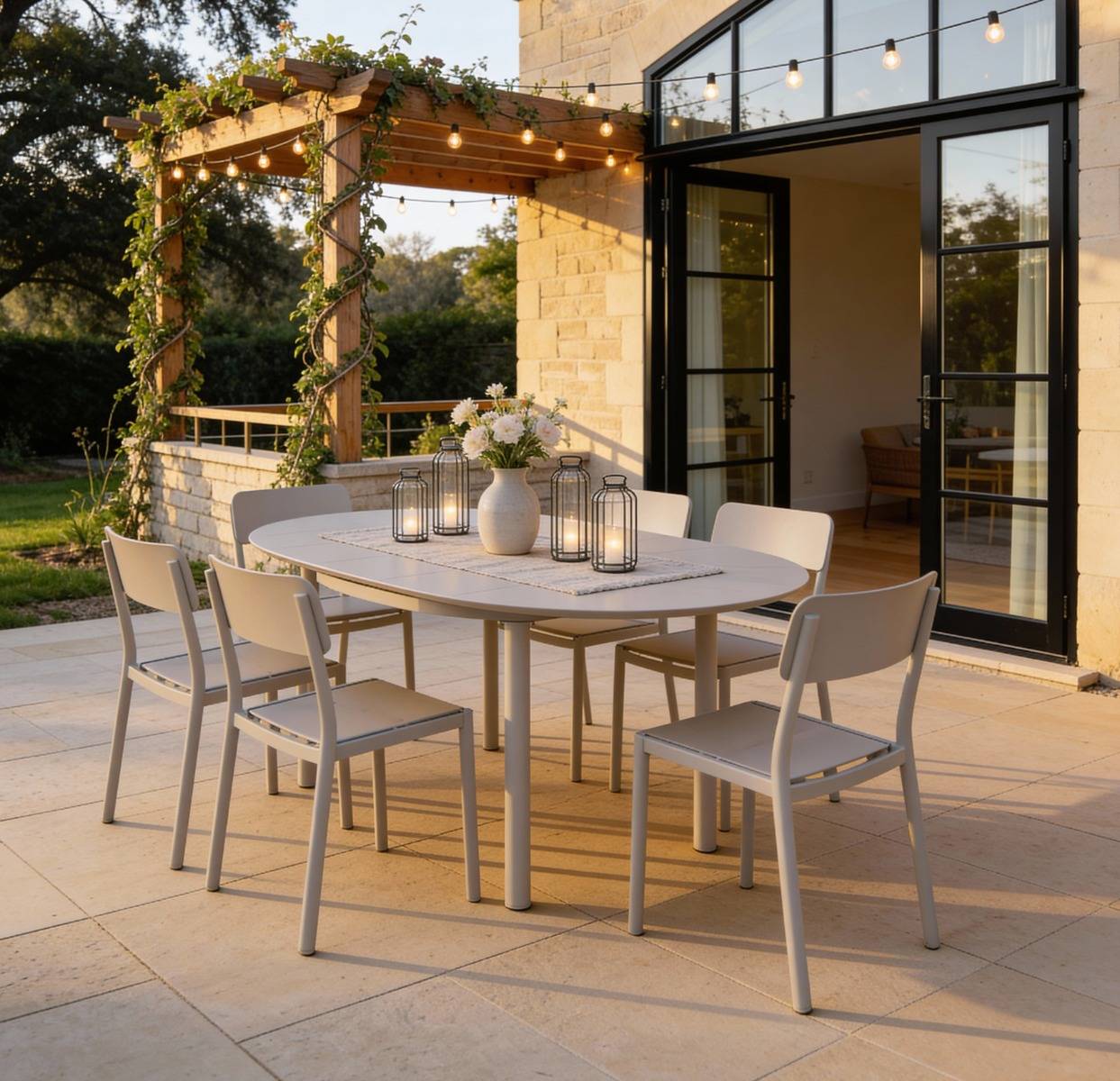 Table ronde en aluminium taupe Kaïa