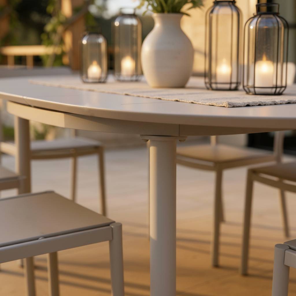 Table ronde en aluminium taupe Kaïa