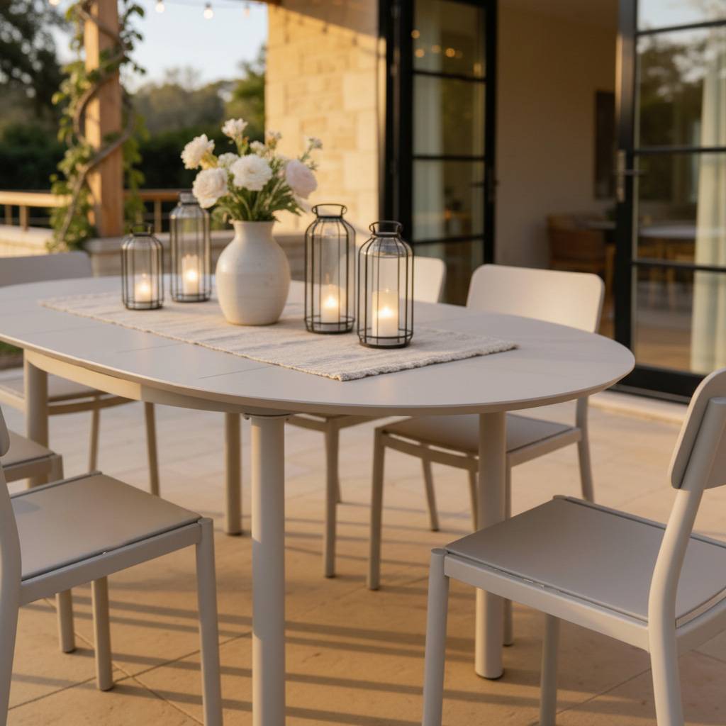 Table ronde en aluminium taupe Kaïa