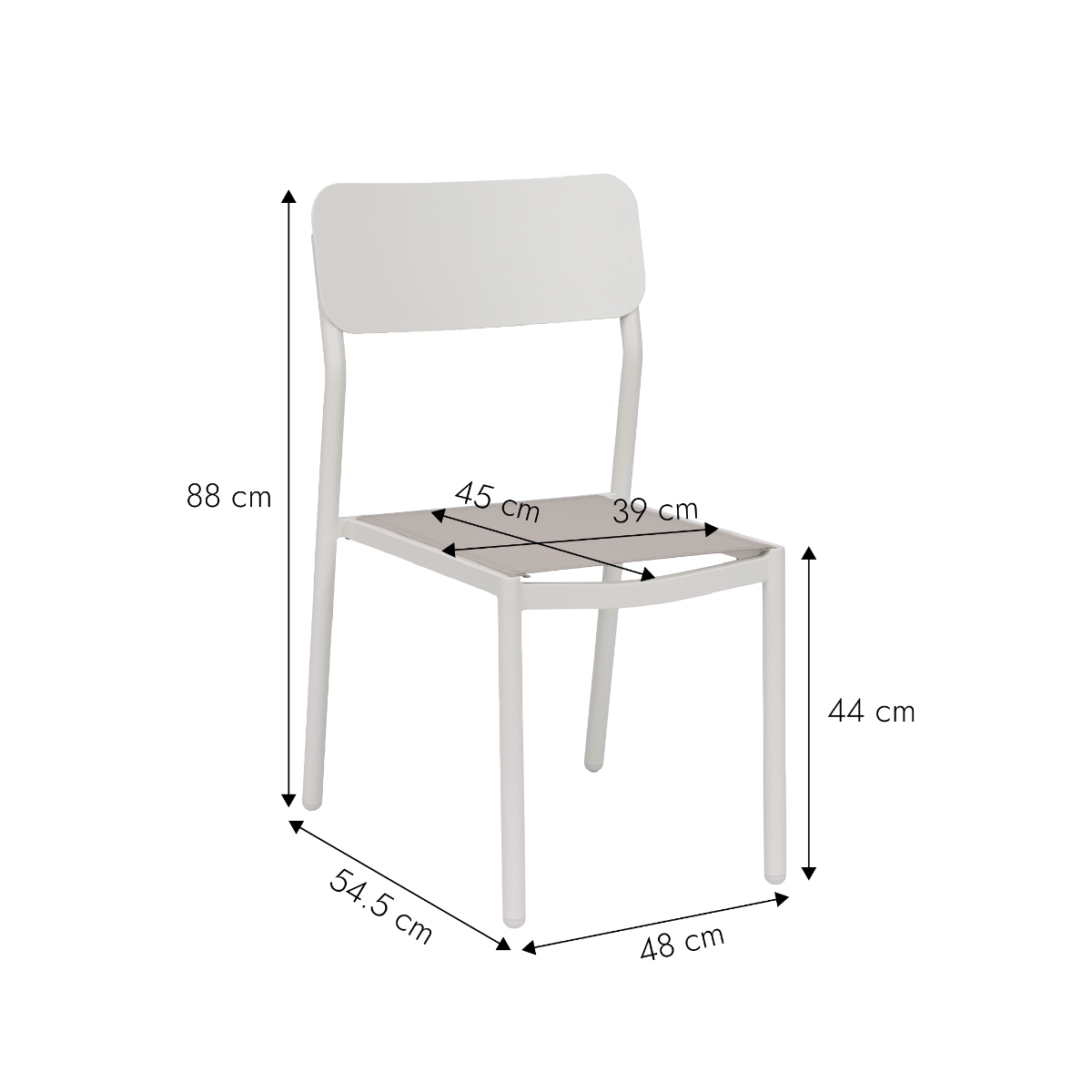 Chaise de jardin en aluminium blanc cassé et taupe Kaïa (lot de 2)
